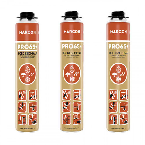 Профессиональная монтажная пена всесезонная MARCON PRO 65+ (комплект 3 шт.) Профессиональная монтажная пена всесезонная MARCON PRO 65+ (комплект 3 шт.)