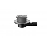 Трап регулируемый T 090.1 SOsPP 125x125 горизонтальный выпуск DN40/50 без гидрозатвора, решетка нерж. сталь, пластиковый подрамник